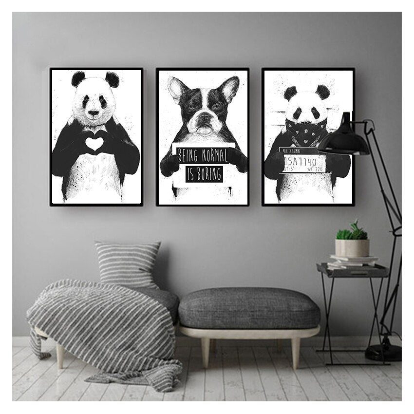 CORX Designs - Black and White Cute Panda Dog Boston Terrier Canvas Art - Review