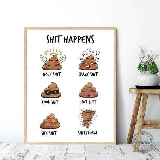 CORX Designs - Funny Toilet Picture Shit Happens Canvas Art - Review