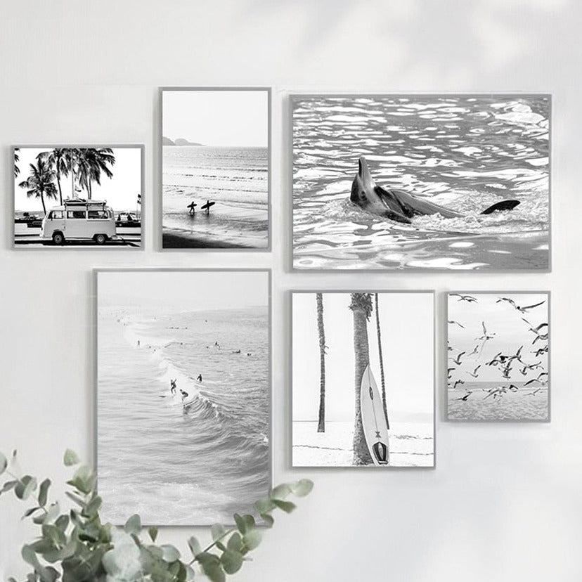 CORX Designs - Black and White Ocean Surfing Coastal Beach Canvas Art - Review