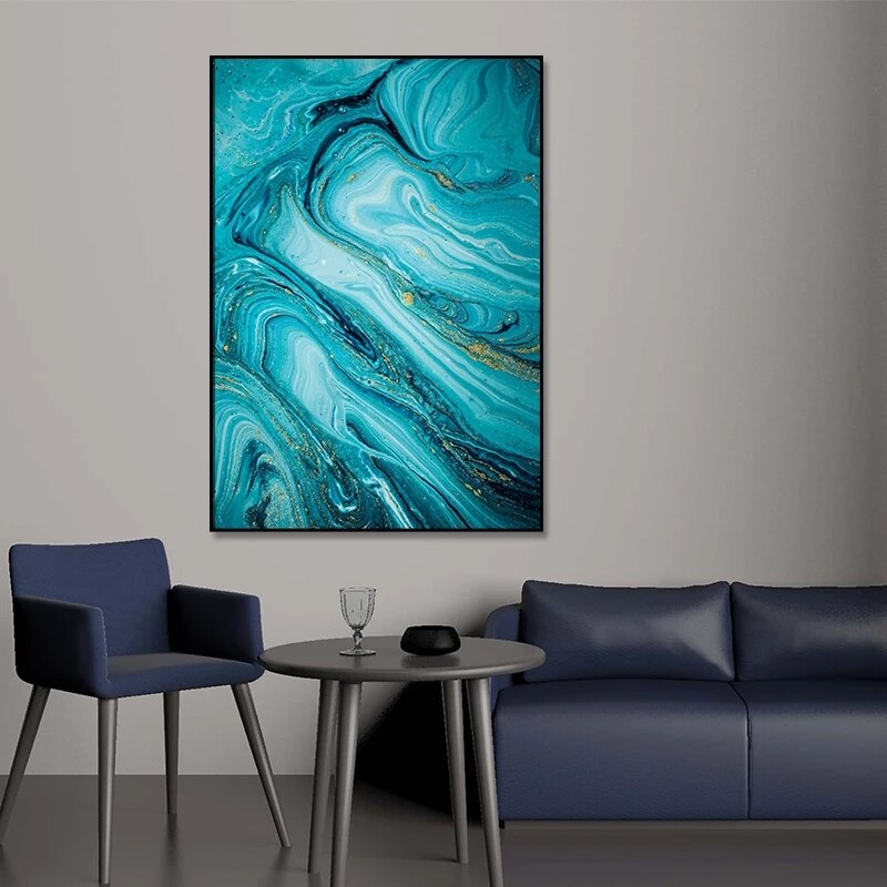 CORX Designs - Nordic Blue Marble Gold Foil Canvas Art - Review
