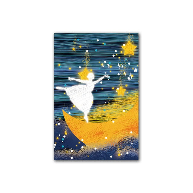 CORX Designs - Abstract Girl Dancing On Yellow Moon Stars Canvas Art - Review