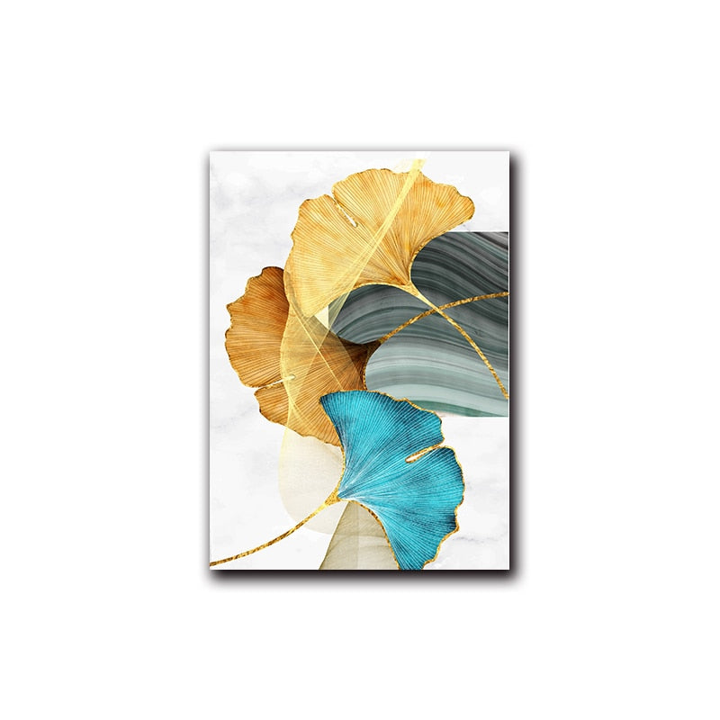CORX Designs - Blue Yellow Gold Leaf Abstract Canvas Art - Review