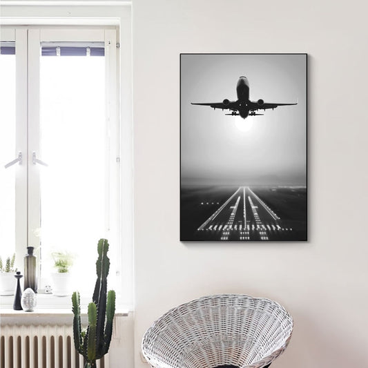 CORX Designs - Plane Take Off Black and White Canvas Art - Review