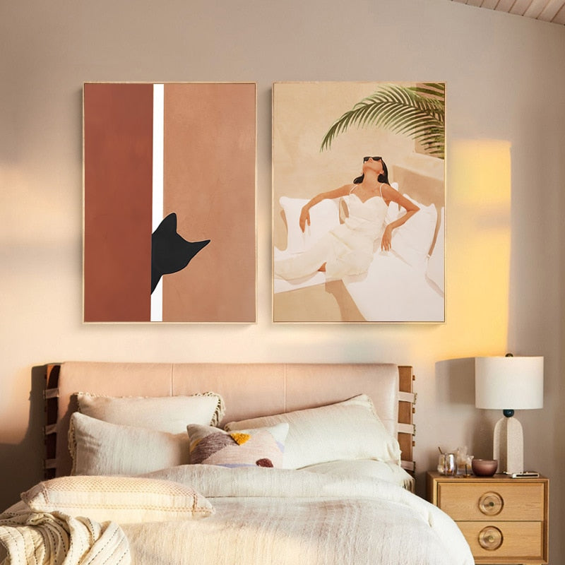 CORX Designs - Fashion Woman Black Cat Leaves Canvas Art - Review