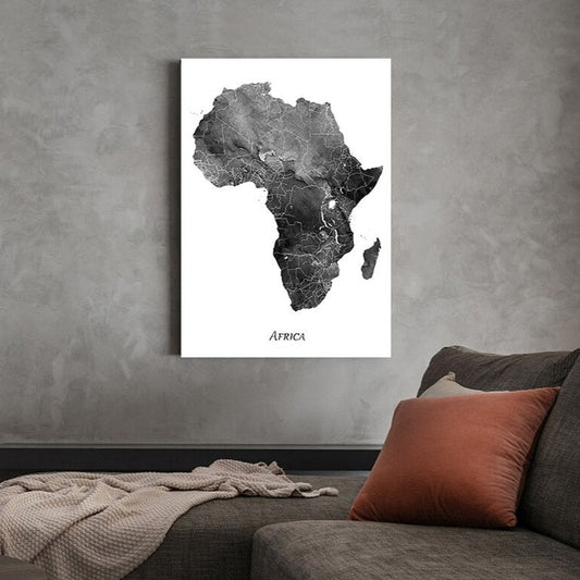 CORX Designs - Gray Black and White Map of Africa Canvas Art - Review