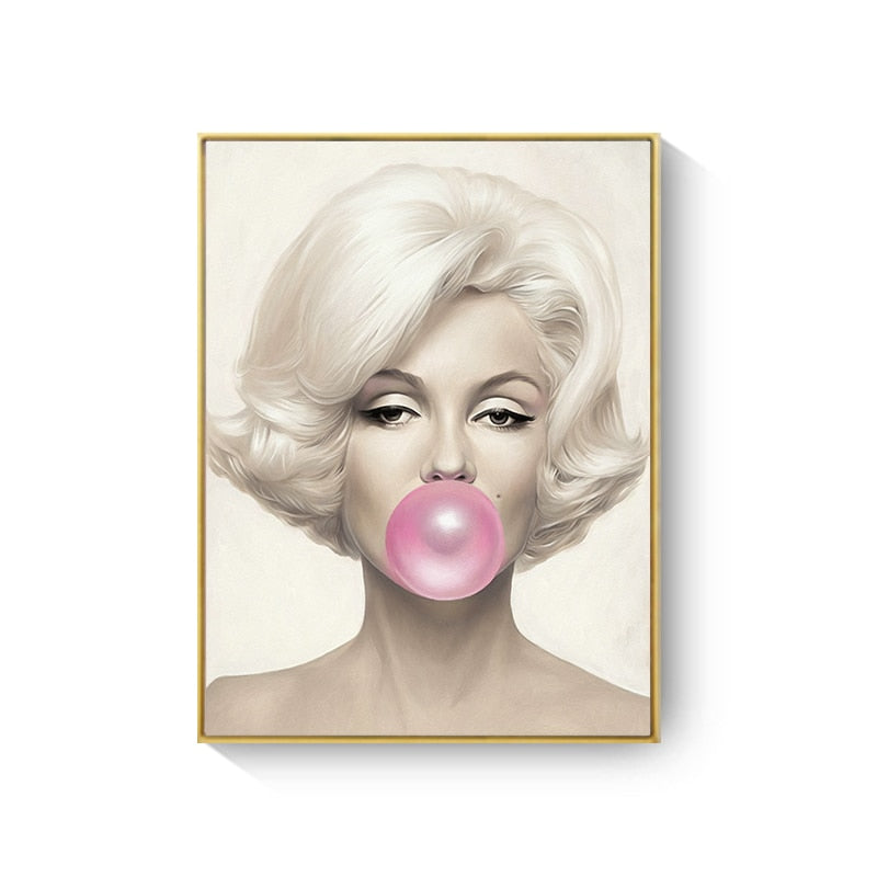 CORX Designs - Audrey Hepburn Girl Pink Bubble Gum Stars Canvas Art - Review