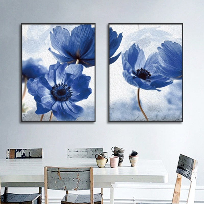 CORX Designs - Watercolor Painting Blue Flower Canvas Art - Review