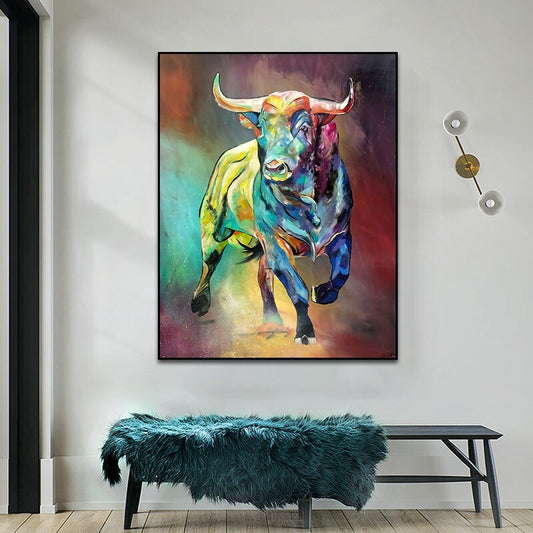 CORX Designs - Abstract Colorful Bull Canvas Art - Review