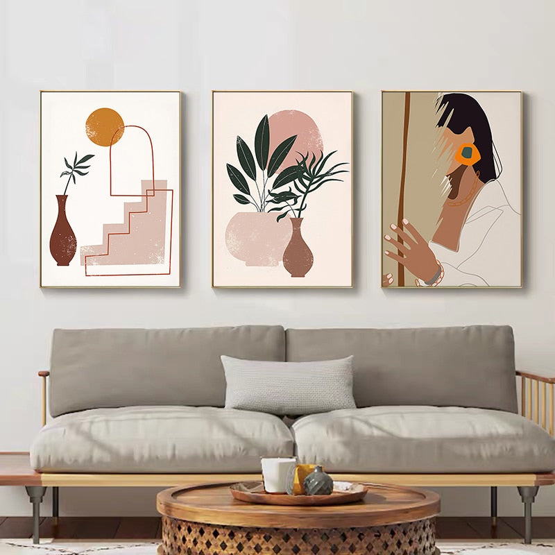 CORX Designs - Abstract Vintage Girl Potted Plant Leaves Canvas Art - Review