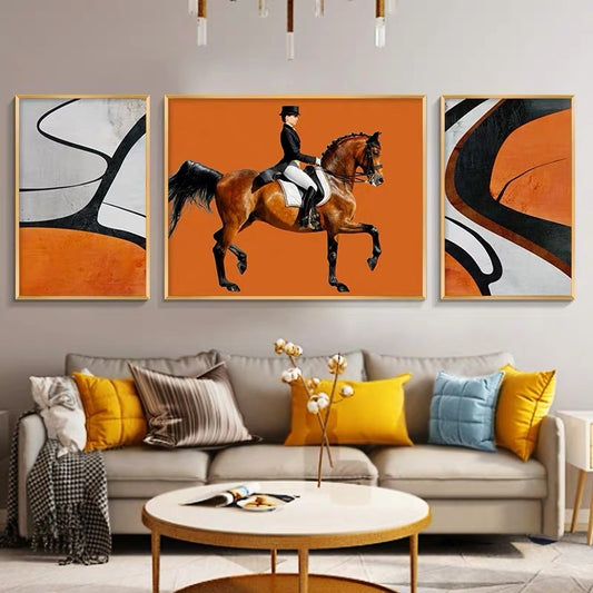 CORX Designs - Modern Black Orange Horseman Canvas Art - Review