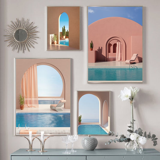 CORX Designs - Pink House Swimming Pool Canvas Art - Review