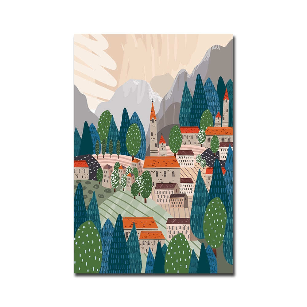 CORX Designs - Hot Air Balloon Town Mountain Canvas Art - Review