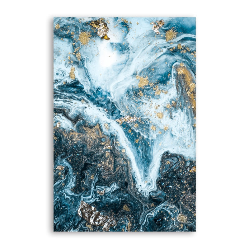 CORX Designs - Blue River Marble Gold Foil Canvas Art - Review