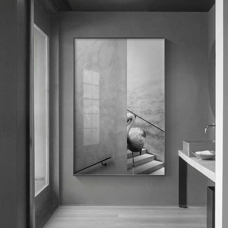 CORX Designs - Black and White Animal On The Stairs Canvas Art - Review