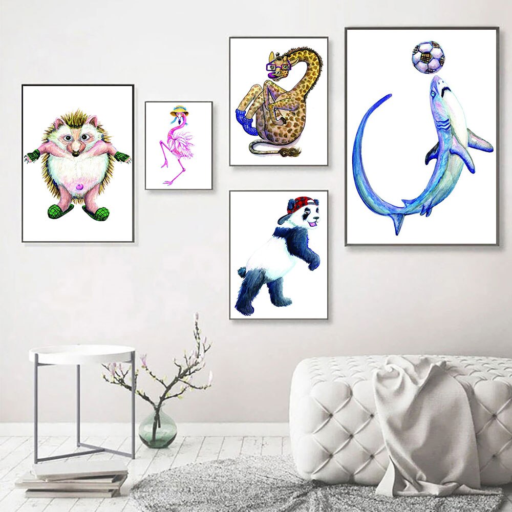 CORX Designs - Watercolor Animal Panda Flamingo Hedgehog Canvas Art - Review