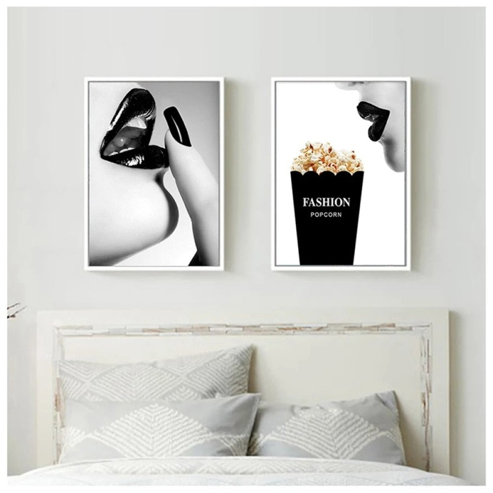 CORX Designs - Black and White Sexy Lips Popcorn Canvas Art - Review