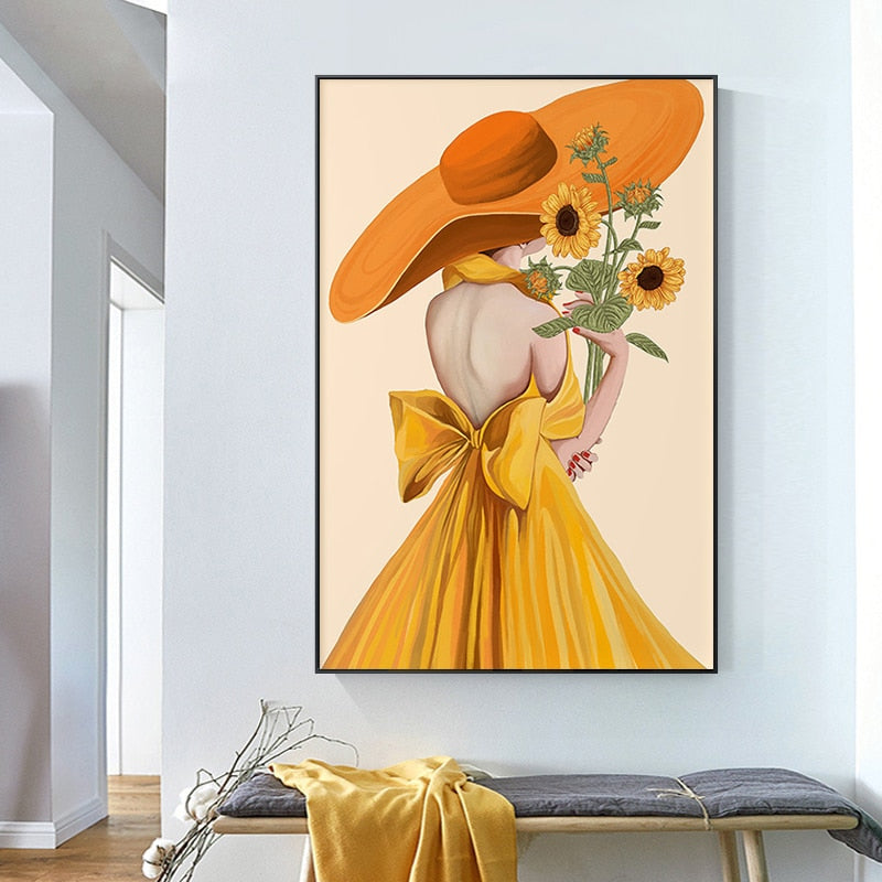 CORX Designs - Illustration Orange Dress Woman Canvas Art - Review