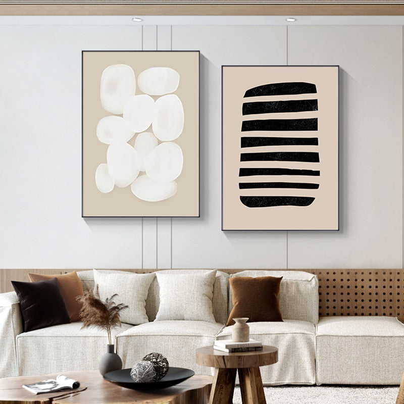 CORX Designs - Abstract Geometric Brown Beige Black Canvas Art - Review