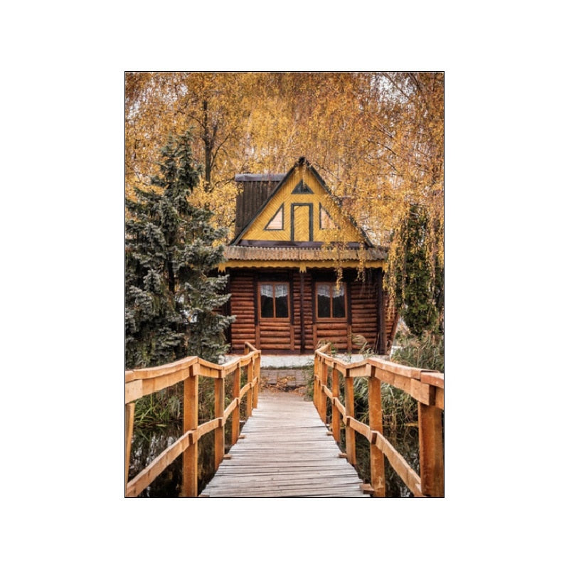 CORX Designs - Autumn Forest Wooden House Canvas Art - Review