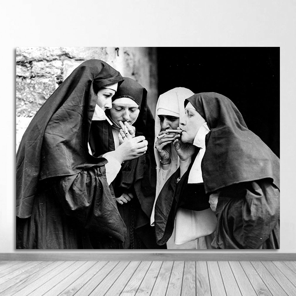 CORX Designs - Black and White Poster Smoking Nuns Canvas Art - Review