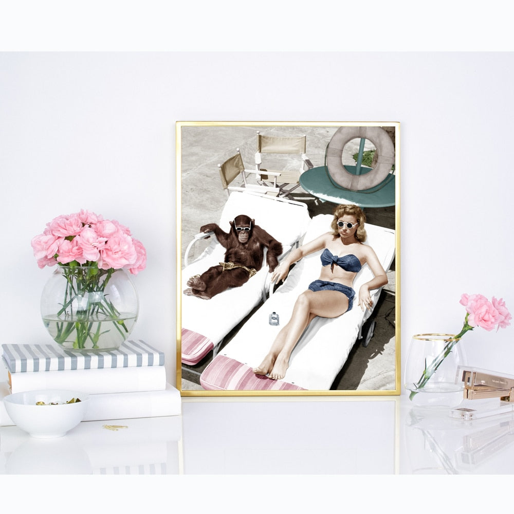 CORX Designs - Sexy Woman And Monkey Sunbathing Canvas Art - Review