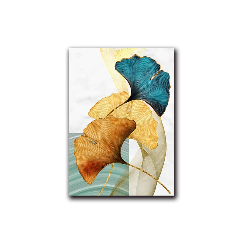 CORX Designs - Blue Yellow Gold Leaf Abstract Canvas Art - Review
