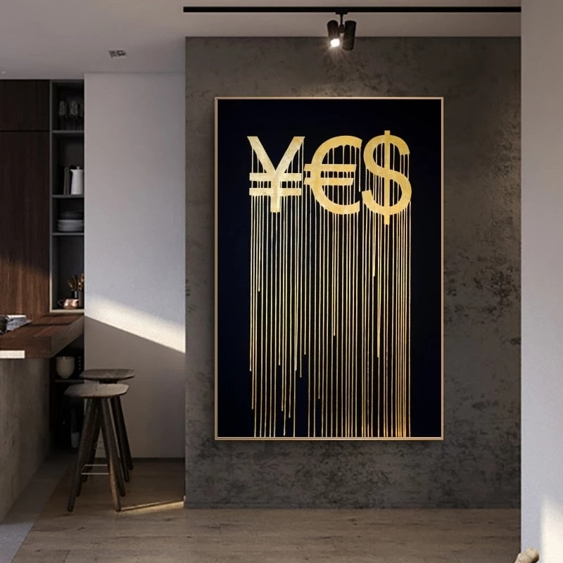 CORX Designs - Golden Yen Euro and Dollar Abstract Canvas Art - Review