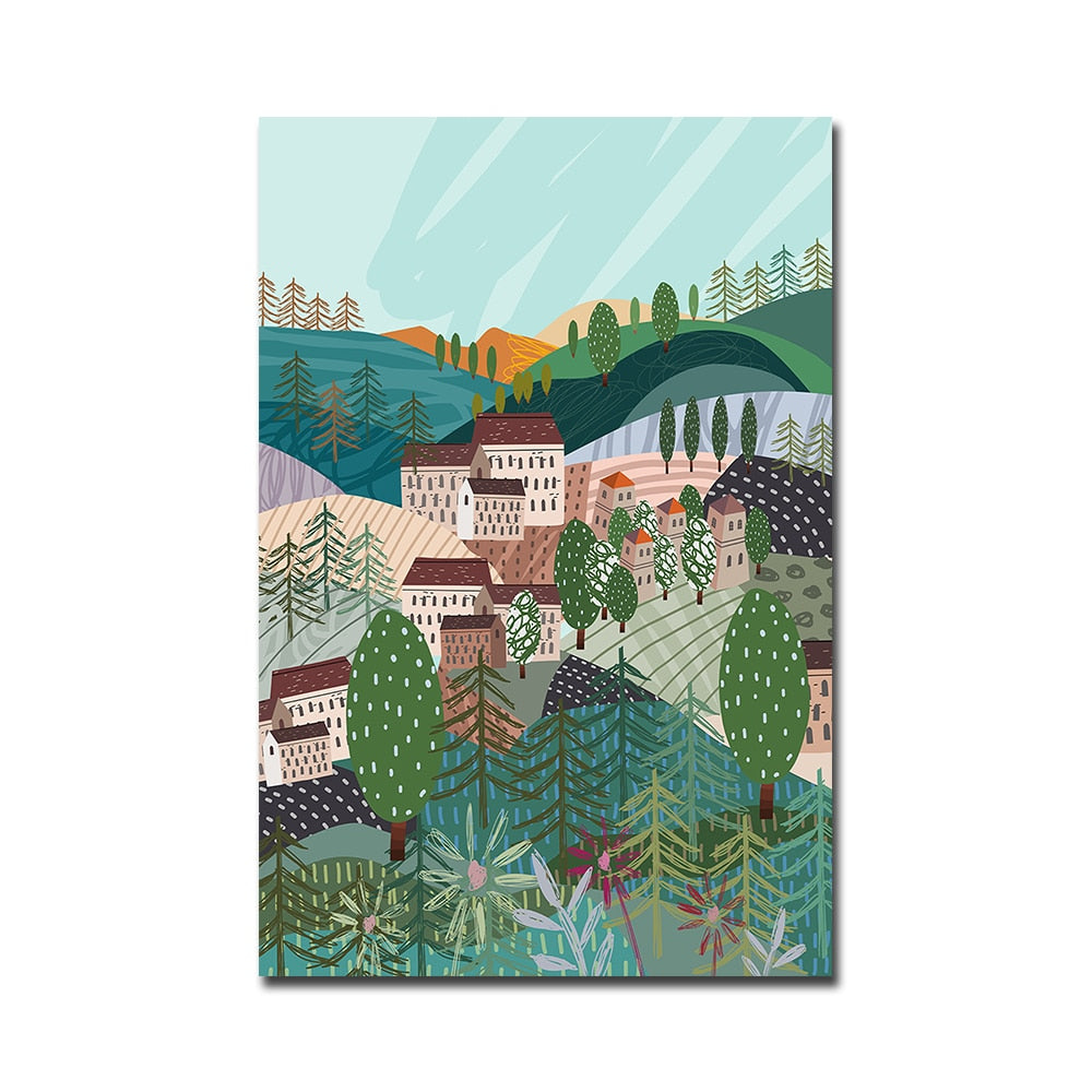 CORX Designs - Hot Air Balloon Town Mountain Canvas Art - Review