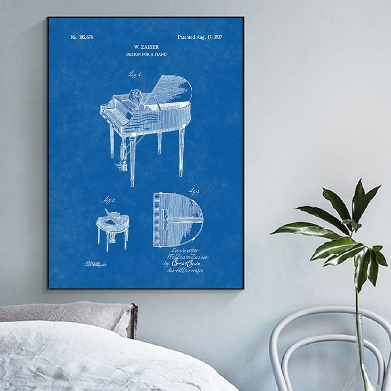 CORX Designs - Retro Piano Patent Blueprint Canvas Art - Review