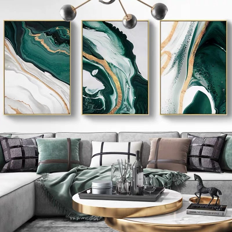 CORX Designs - White Green Gold Marble Canvas Art - Review