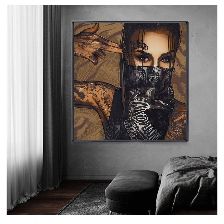 CORX Designs - Mask Tattoo Girl Portrait Canvas Art - Review