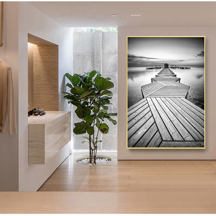 CORX Designs - Black And White Tree Poster Minimalist Bridge Wall Art Canvas - Review