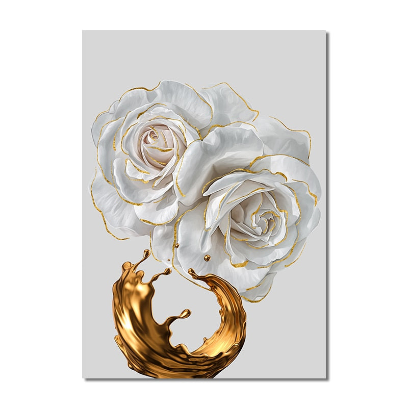 CORX Designs - White Flower Painting Gold Foil Canvas Art - Review
