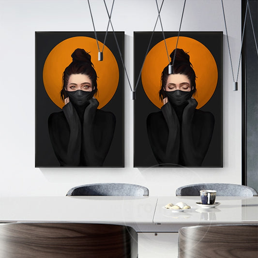 CORX Designs - Modern Girl Concealed Face with Black Cloth Canvas Art - Review