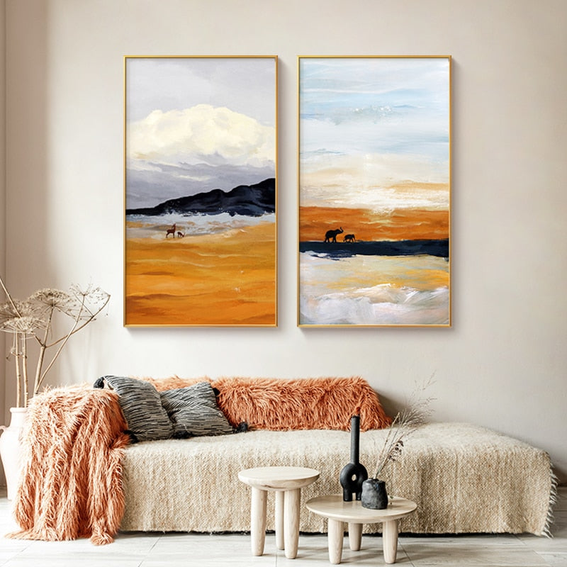 CORX Designs - Sunset Landscape Elephant Painting Canvas Art - Review