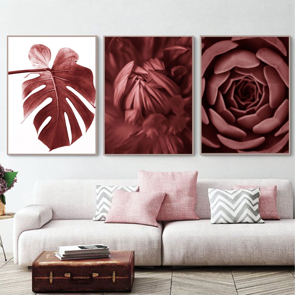 CORX Designs - Beautiful Red Palm Leaves Flower Canvas Art - Review