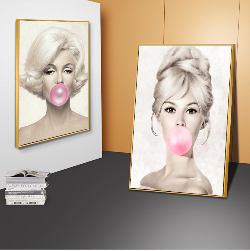 CORX Designs - Audrey Hepburn Girl Pink Bubble Gum Stars Canvas Art - Review