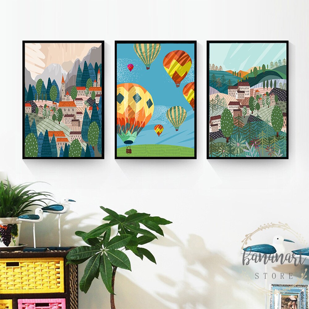 CORX Designs - Hot Air Balloon Town Mountain Canvas Art - Review