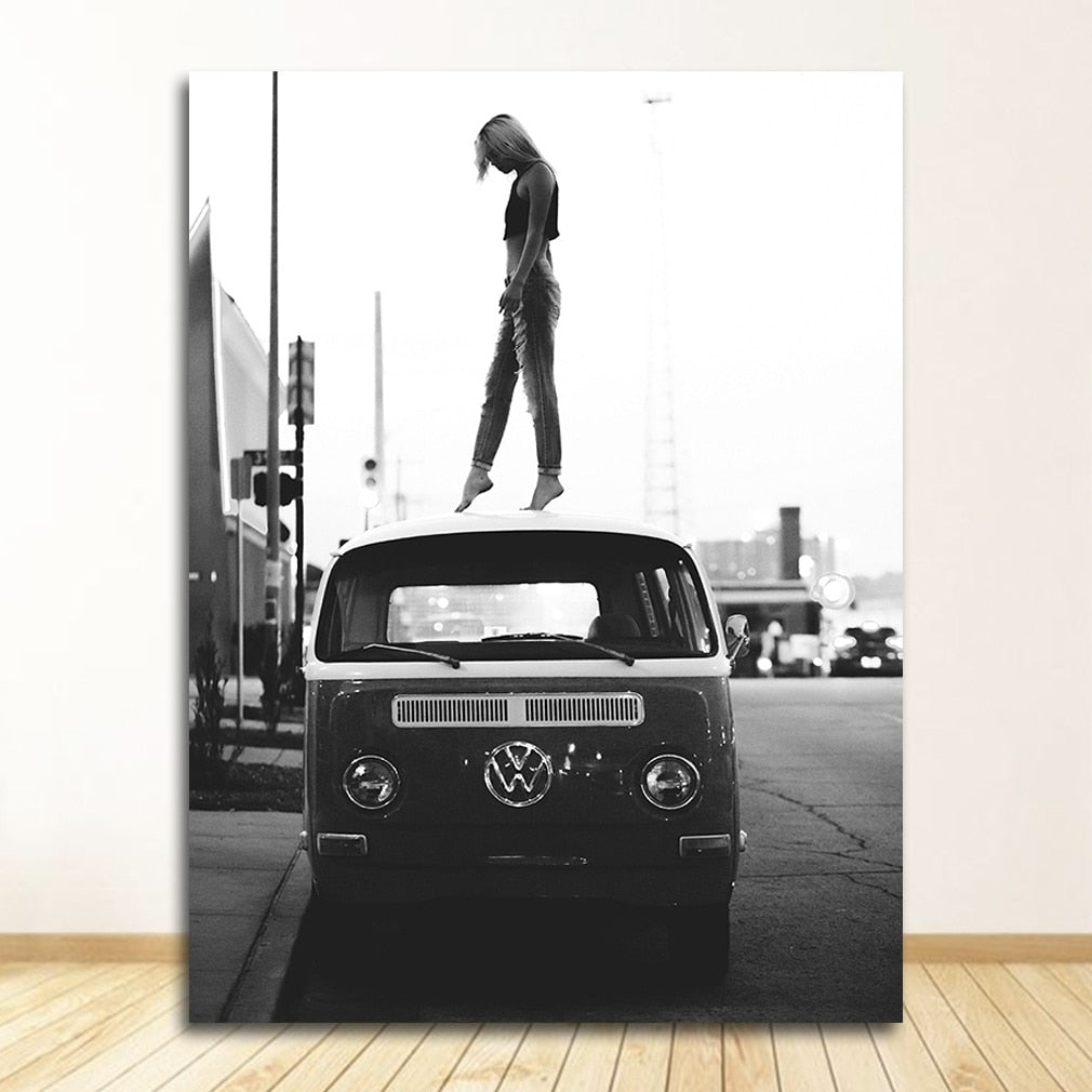 CORX Designs - Black and White Vintage Retro Car Fashion Girl Canvas Art - Review