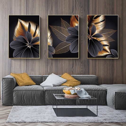 CORX Designs - Black Golden Plant Leaf Canvas Art - Review