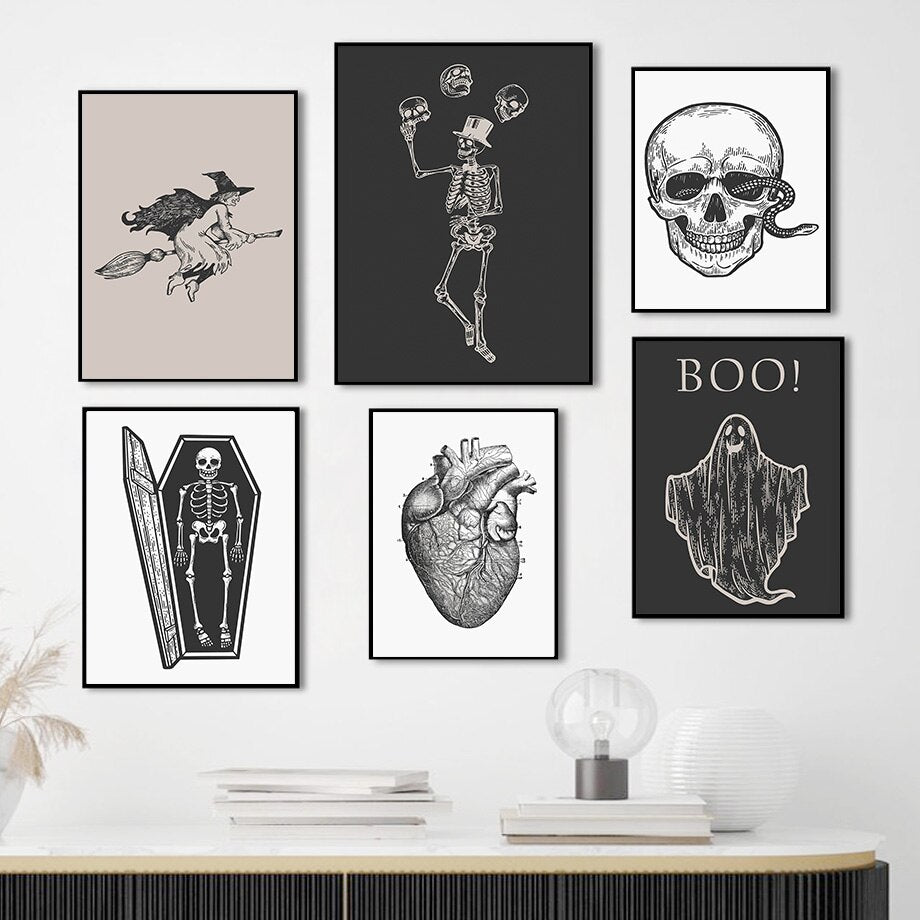 CORX Designs - Halloween Skeleton Witch Ghost Canvas Art - Review