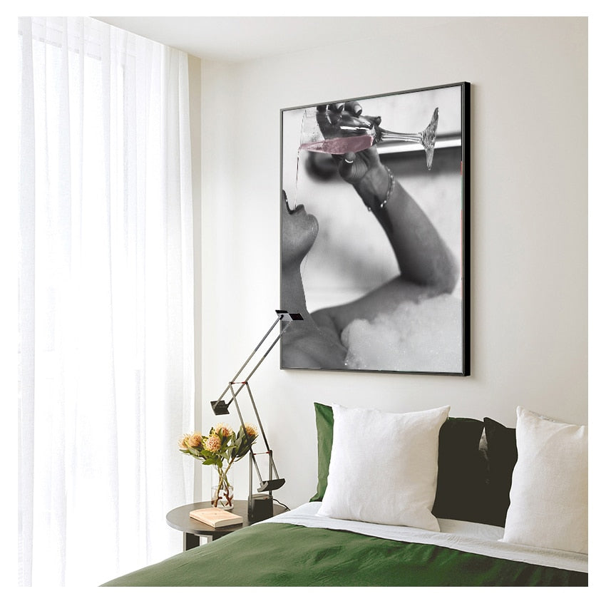 CORX Designs - Drinking Rose Champagne In Bubble Bath Canvas Art - Review
