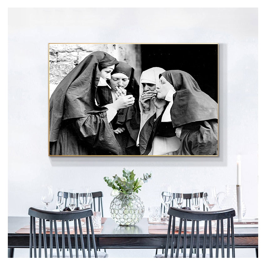 CORX Designs - Black and White Poster Smoking Nuns Canvas Art - Review