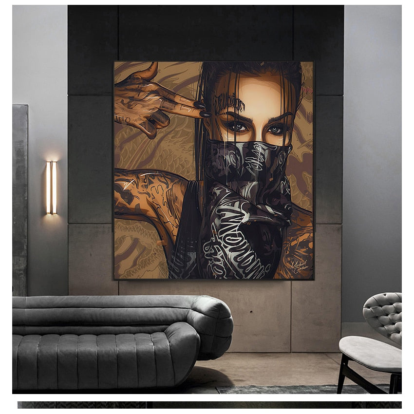 CORX Designs - Mask Tattoo Girl Portrait Canvas Art - Review