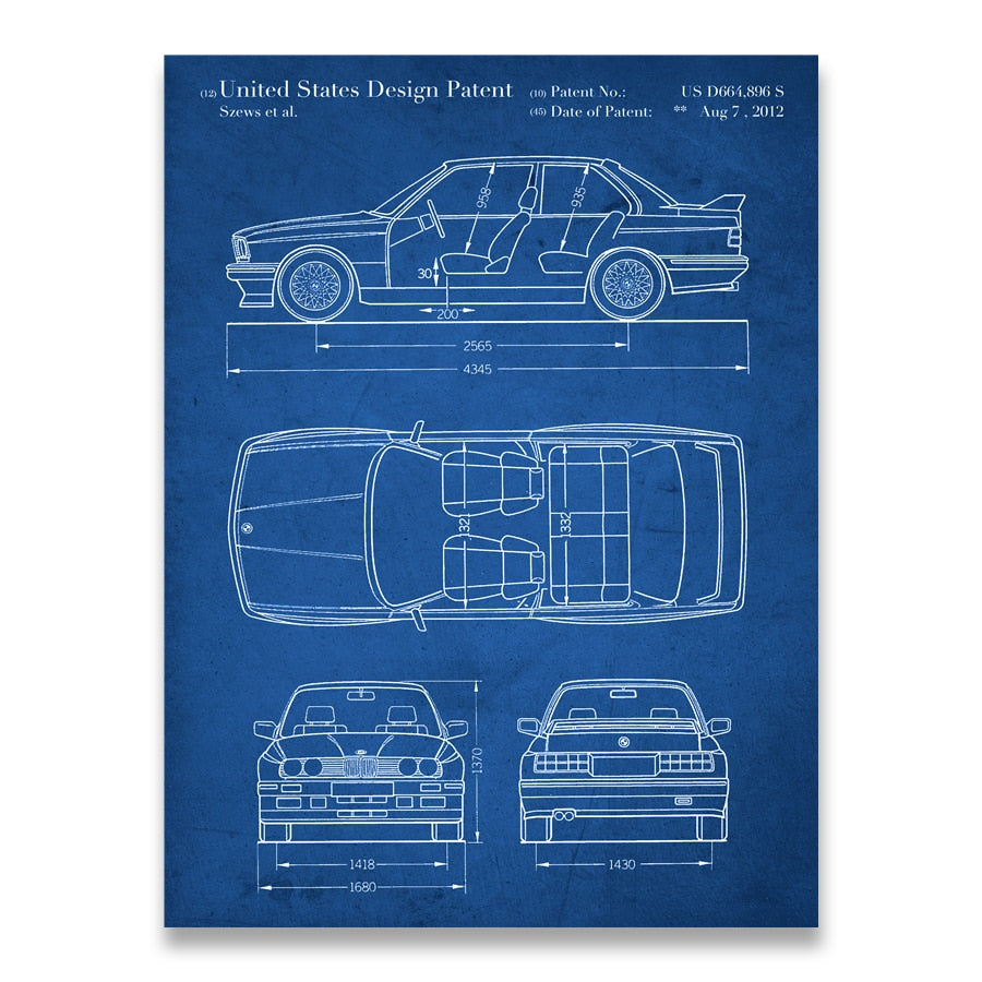 CORX Designs - BMW E30 M3 Car Blueprint Canvas Art - Review