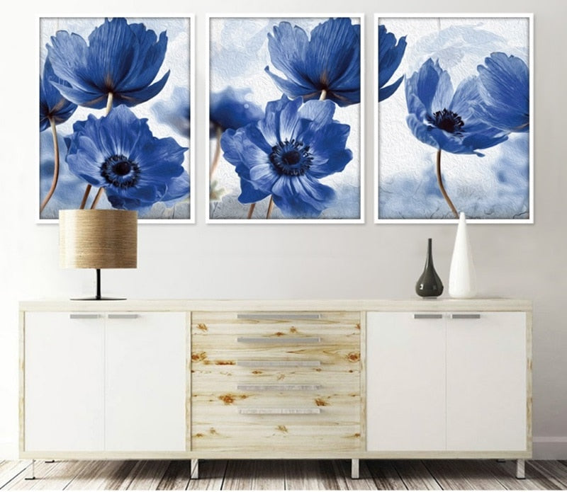 CORX Designs - Watercolor Painting Blue Flower Canvas Art - Review