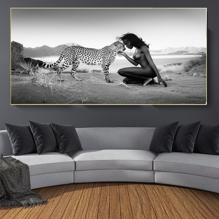 CORX Designs - Black and White Snow Leopard with Nude Woman Canvas Art - Review