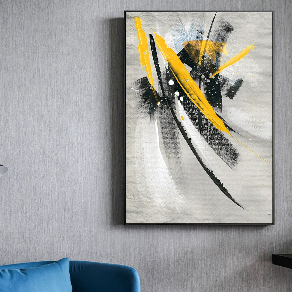 CORX Designs - Abstract Yellow Feather Oil Painting Canvas Art - Review