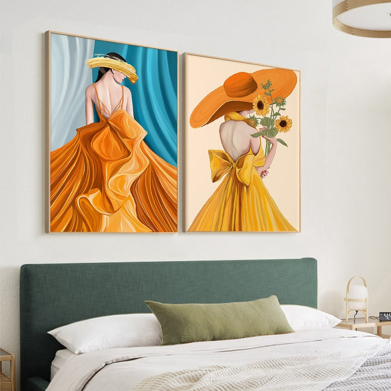 CORX Designs - Illustration Orange Dress Woman Canvas Art - Review