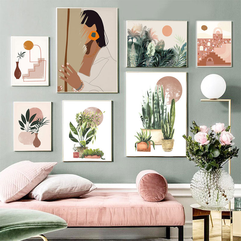 CORX Designs - Abstract Vintage Girl Potted Plant Leaves Canvas Art - Review